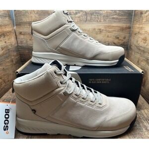 BOGS Men's Slate Mid Comp Toe Work Boots Taupe Suede Lace Up Shoes NIB - Size 15